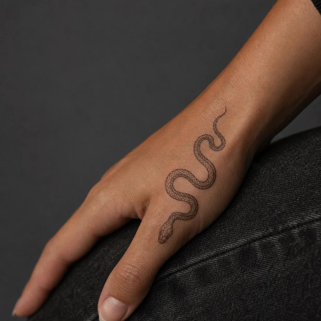 women's hand tattoo idea, photo on skin