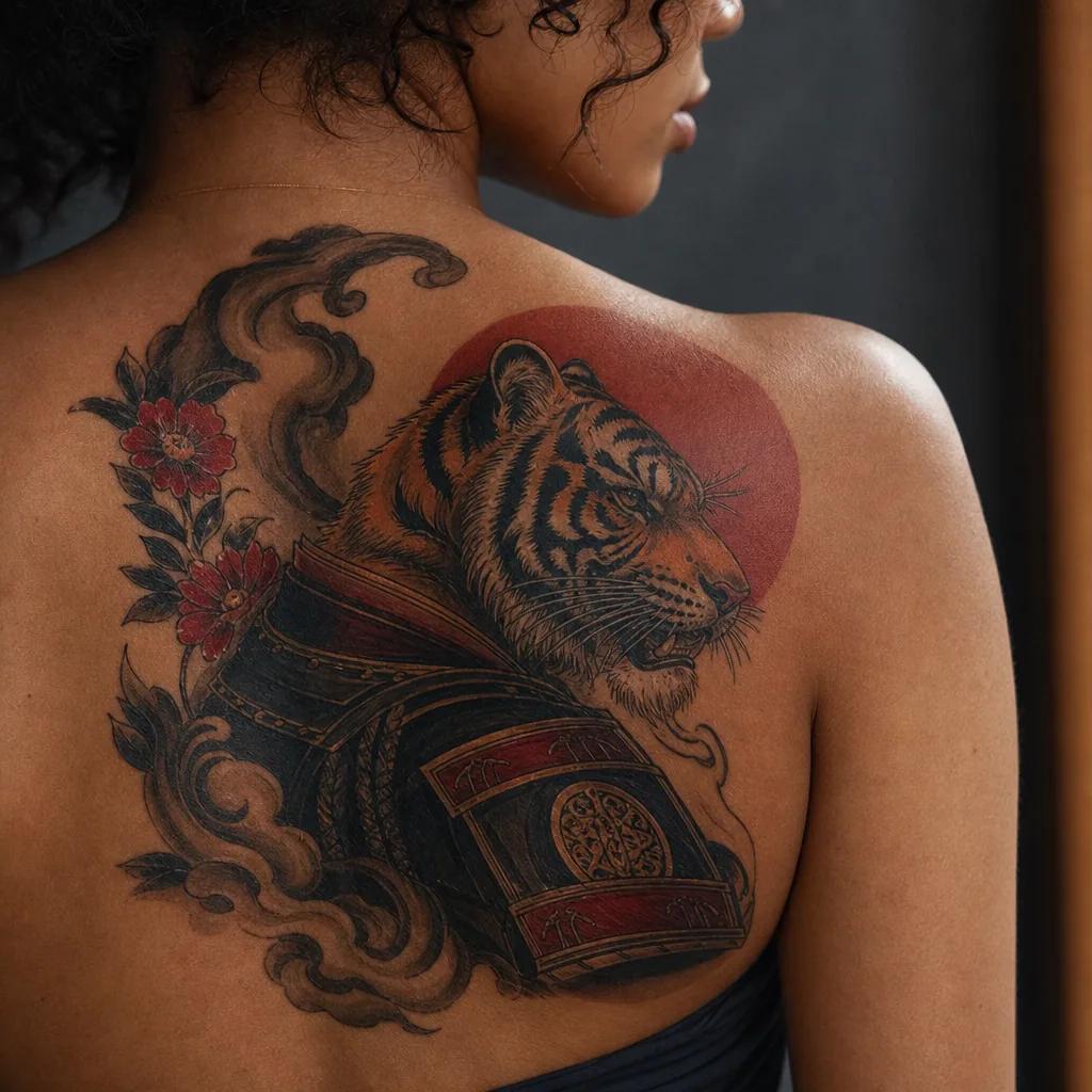 japanese-tattoo neo-traditional tiger samurai