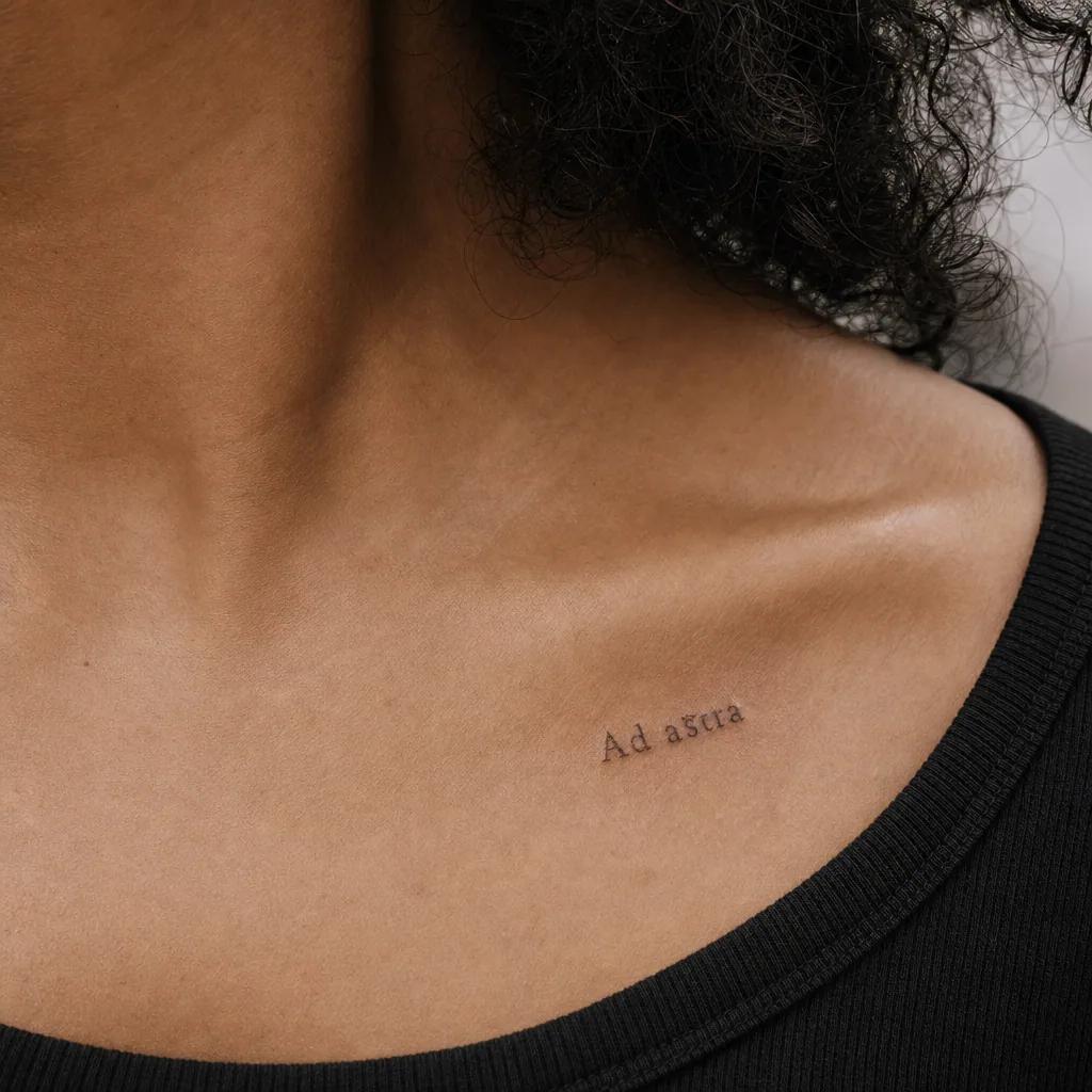 lettering tattoo delicate fine line script, realistic photo on skin
