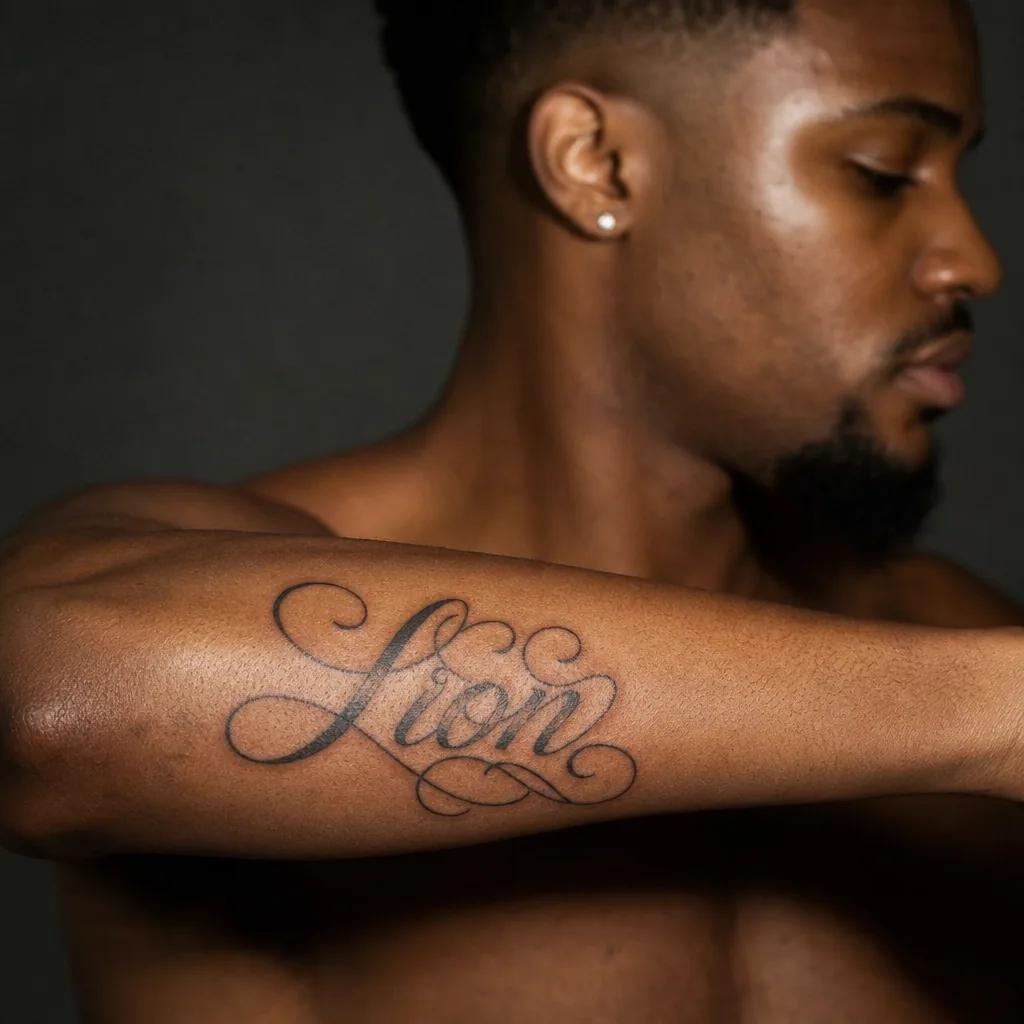 lion-tattoo 'lion' lettering