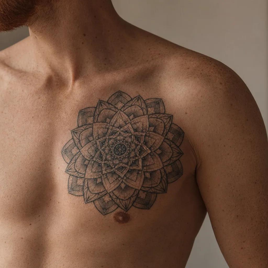 matching tattoo double mandala, realistic photo on skin