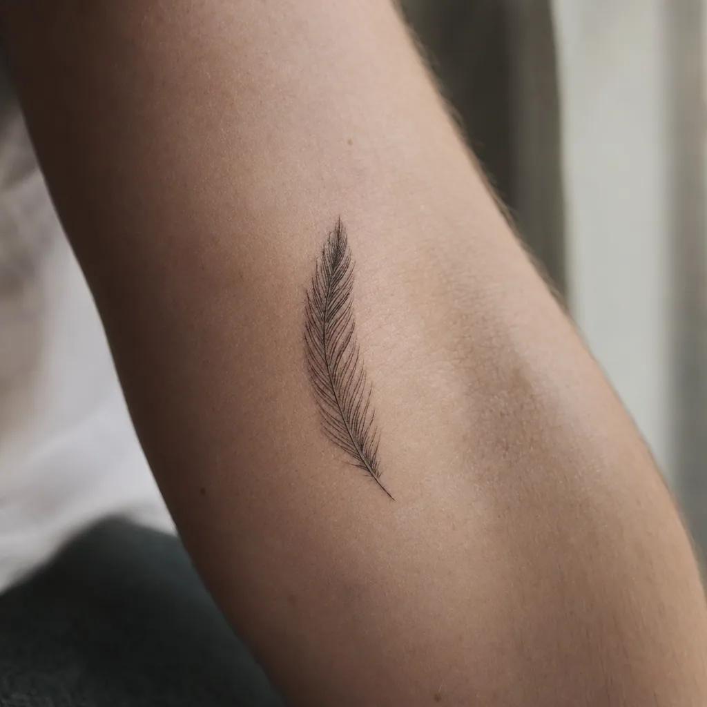 memorial-tattoo minimalist feather