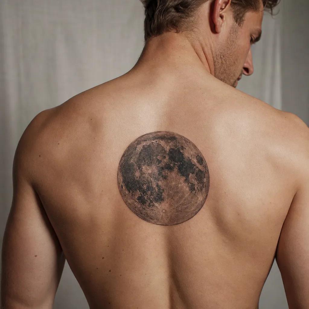moon-tattoo realistic full moon with craters