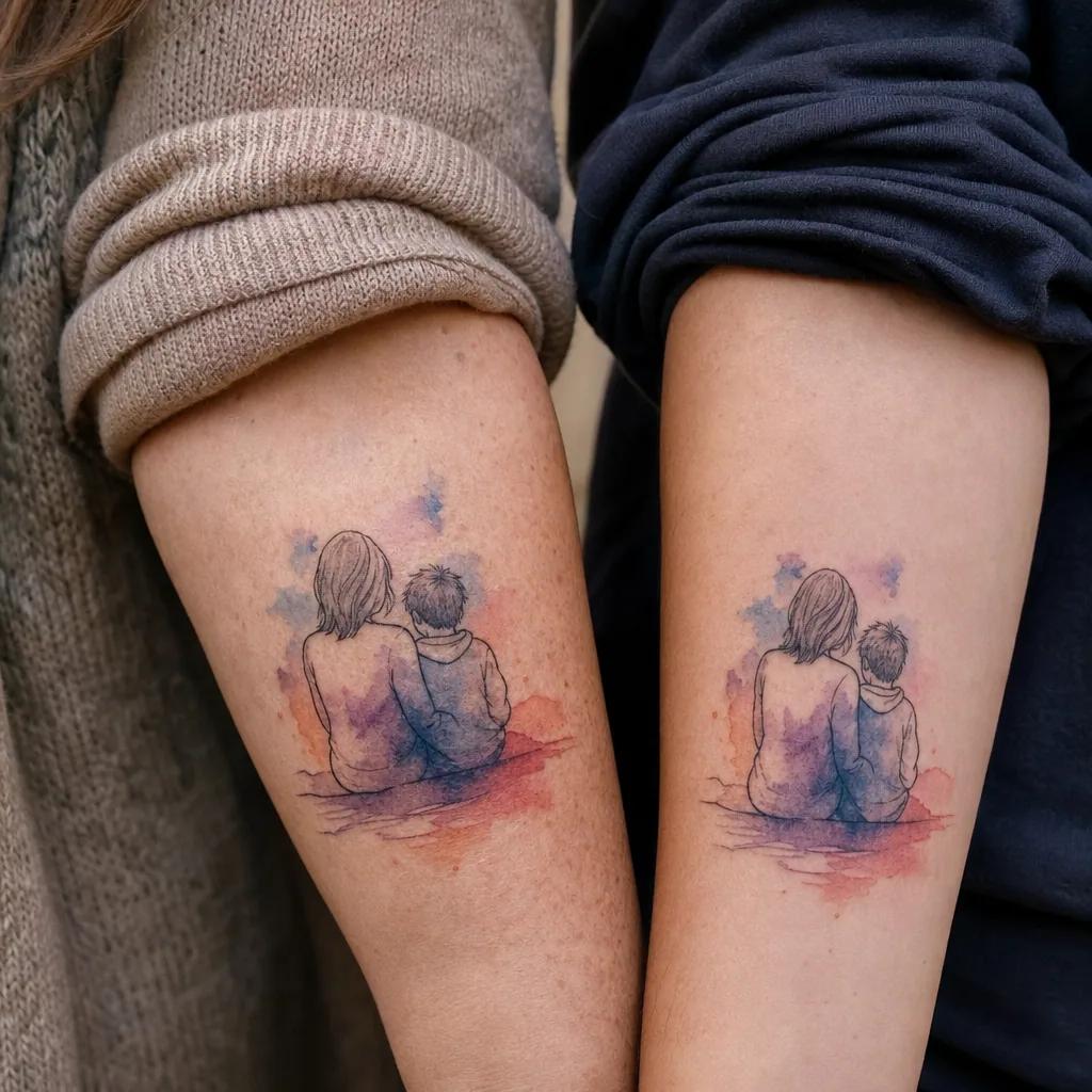 mother and son-tattoo family flash patchwork