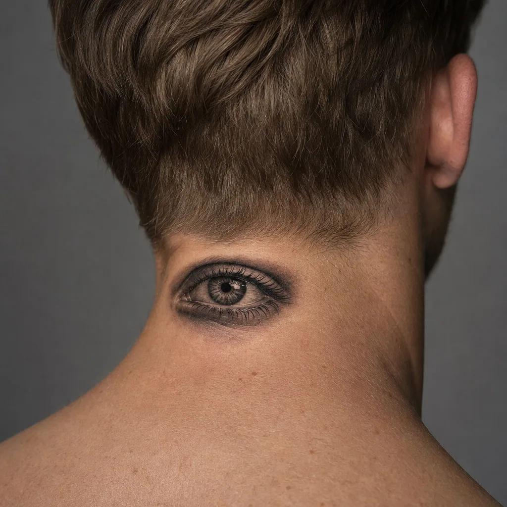 nape-tattoo micro-realistic eye