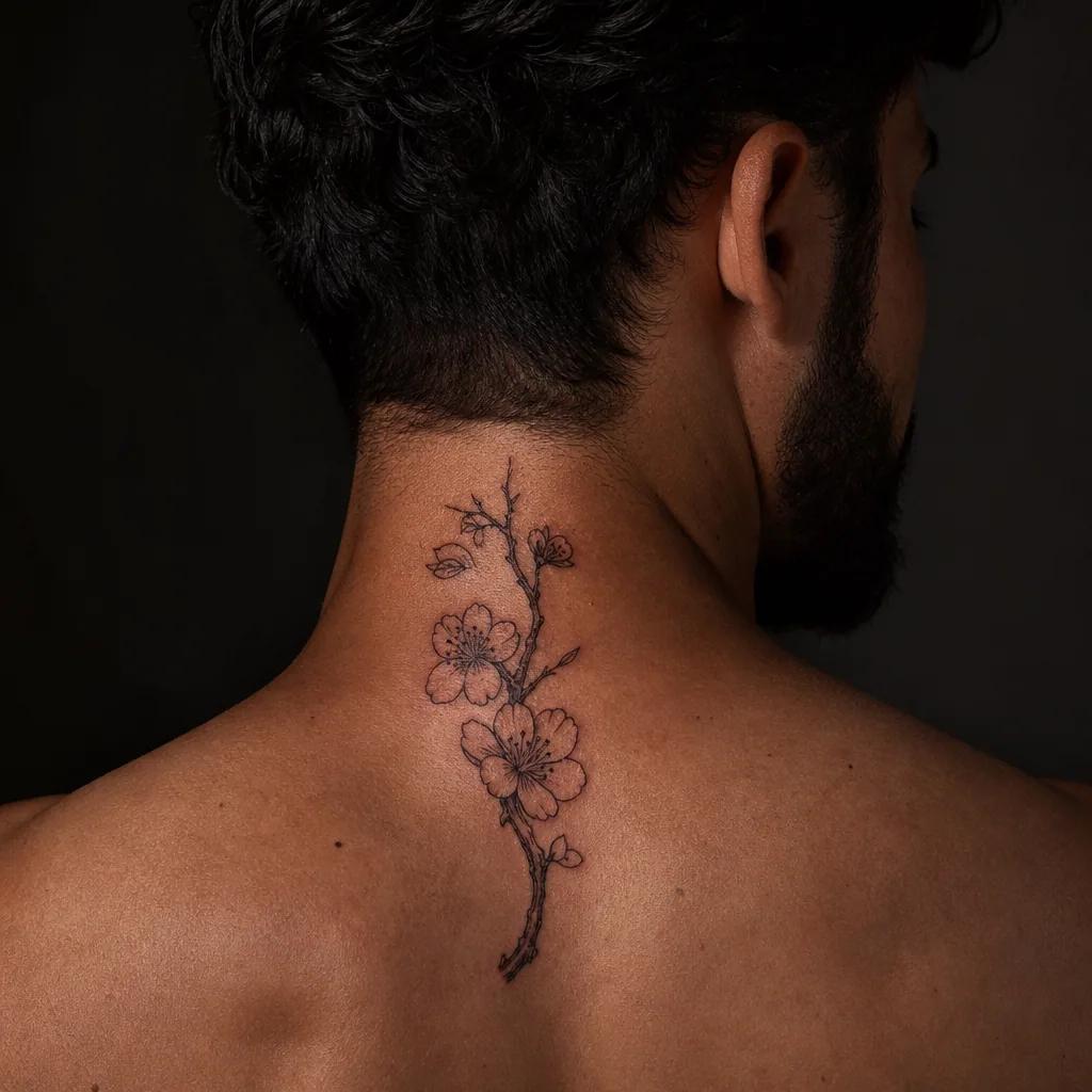 nape-tattoo japanese cherry blossom