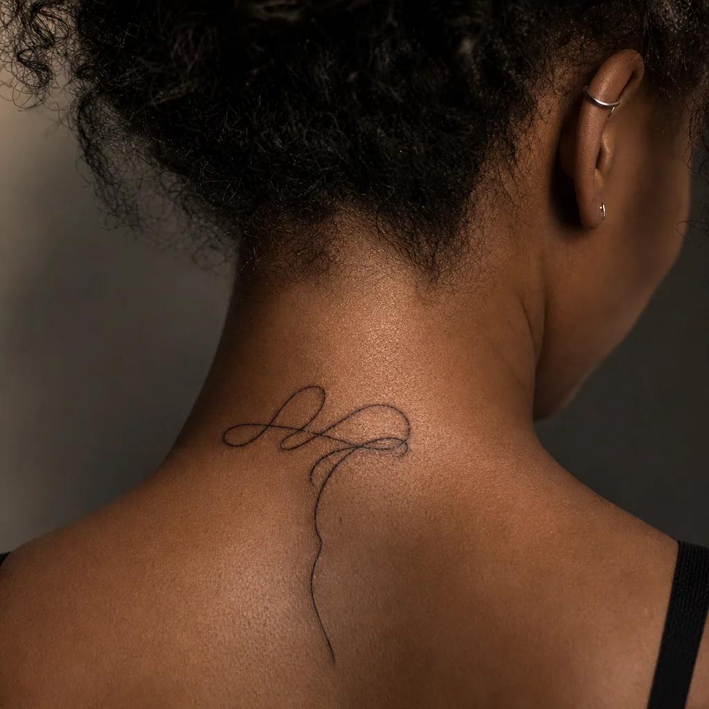 nape-tattoo handwritten lettering