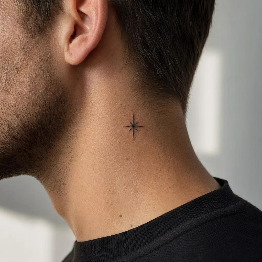 neck-tattoo minimalist star