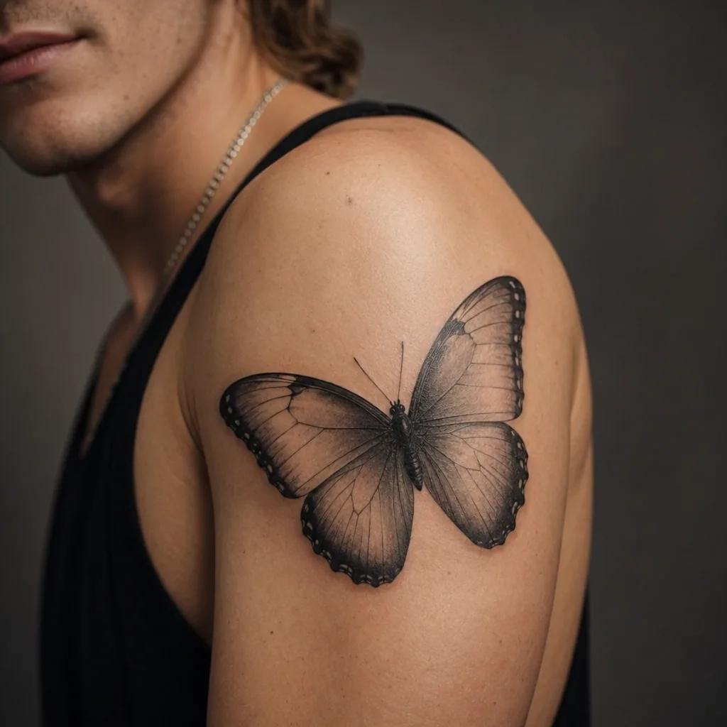 idée tatouage papillon papillon morpho réaliste