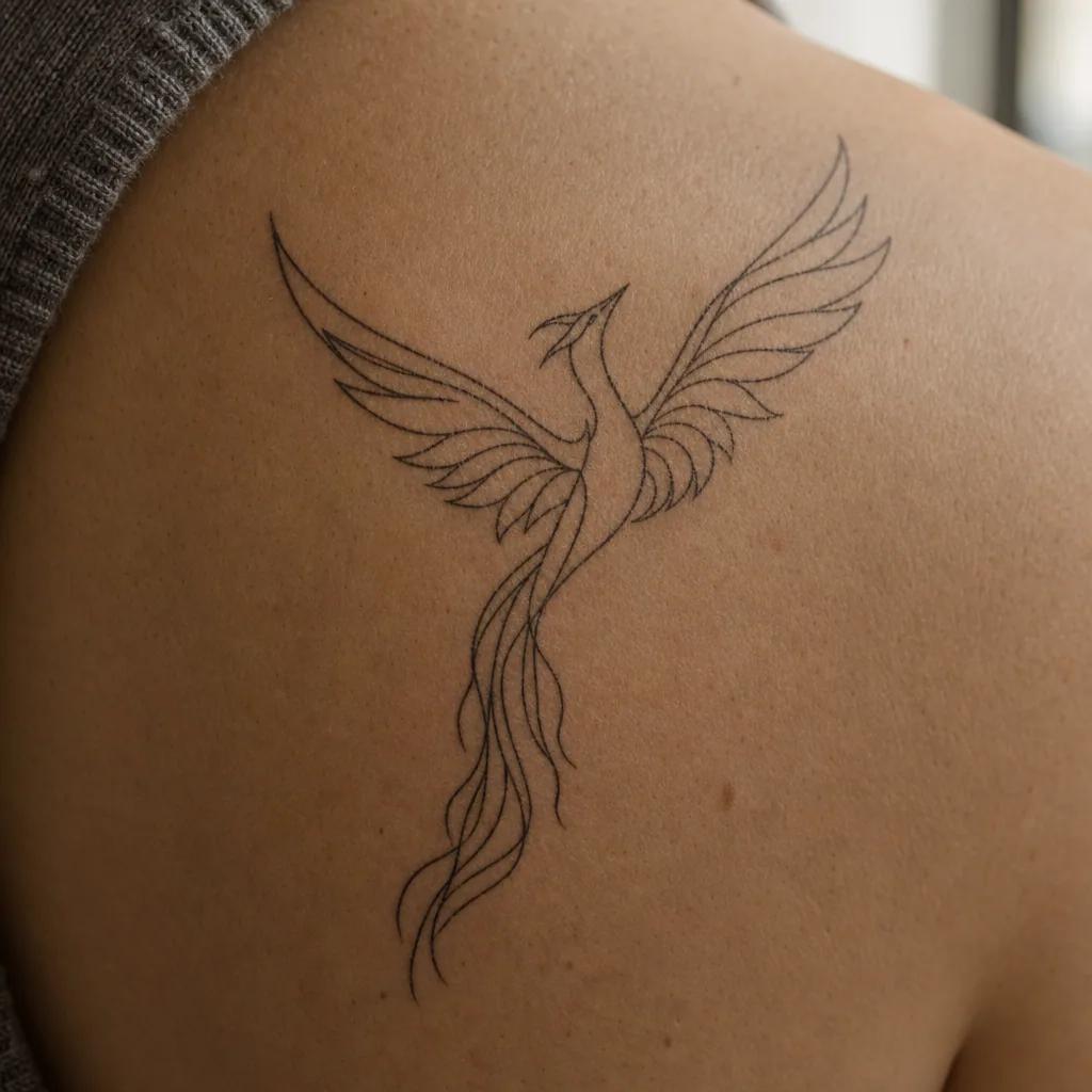 phoenix-tattoo minimalist single-line phoenix