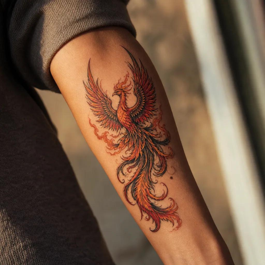 phoenix-tattoo neo-traditional phoenix in flames