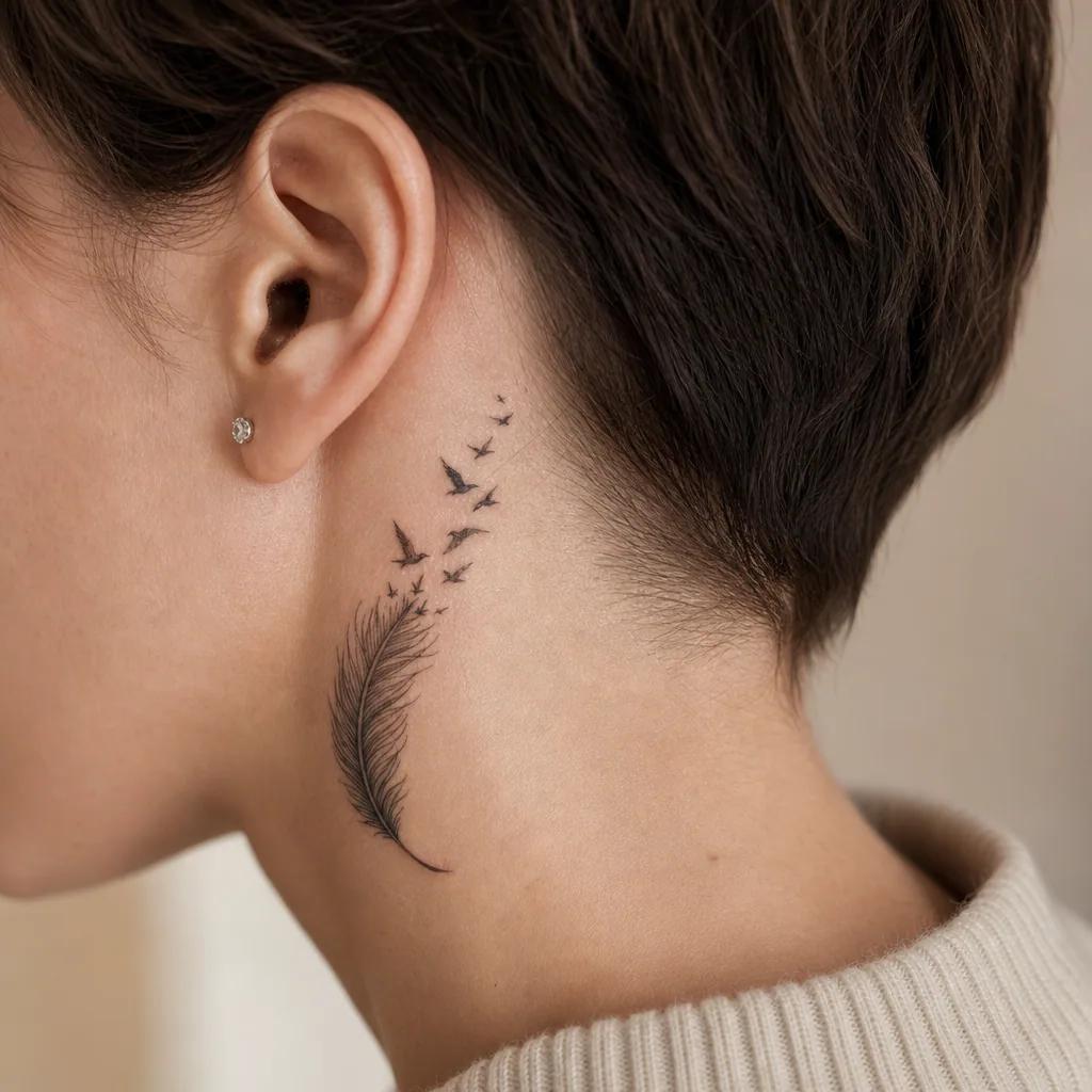idée tatouage plume plume oiseaux envol