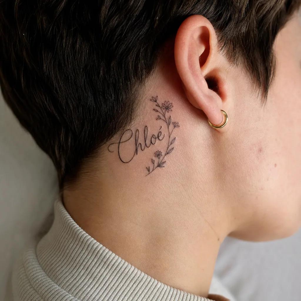 idée tatouage prénom prénom floral féminin