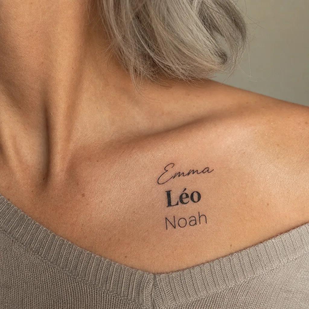 idée tatouage prénom patchwork prénoms flash