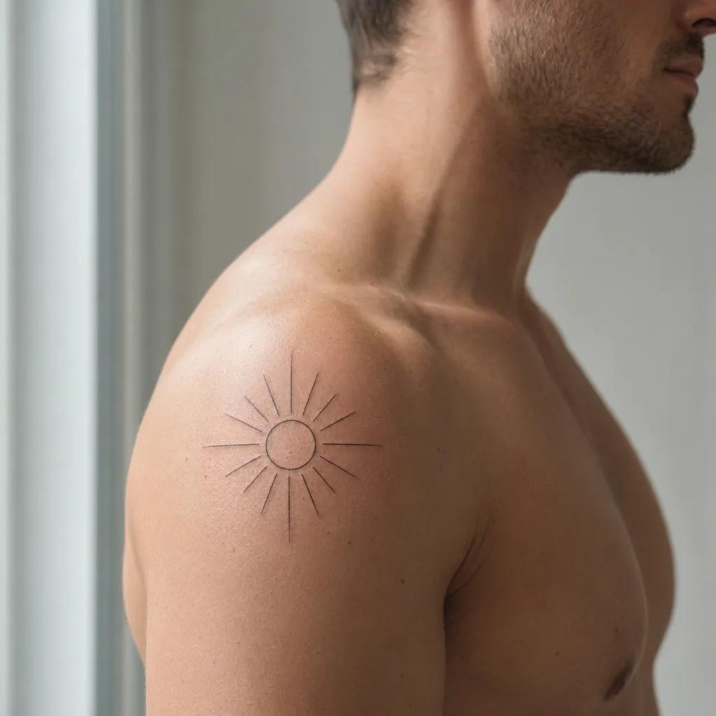 shoulder-tattoo minimalist sun