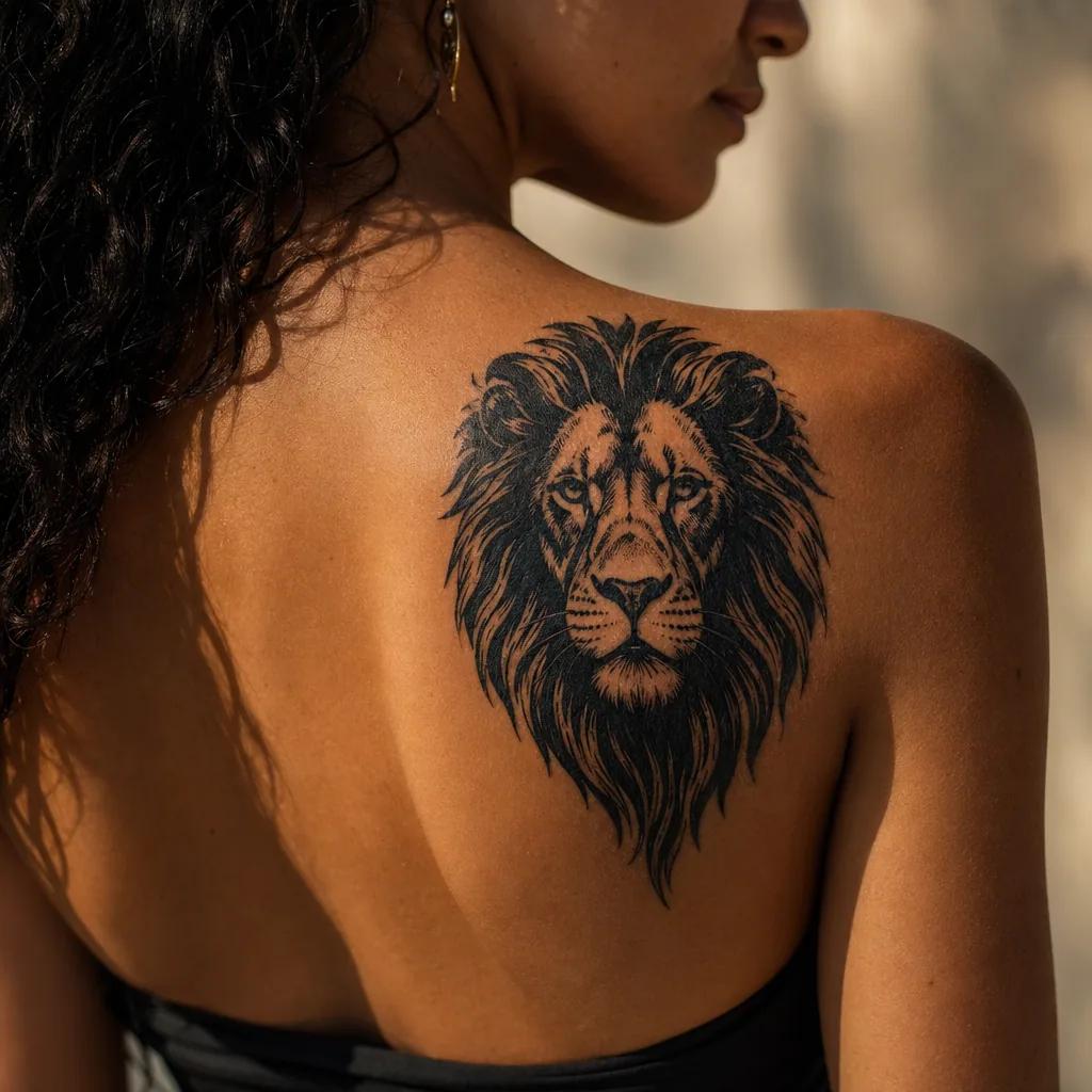 shoulder-tattoo blackwork lion