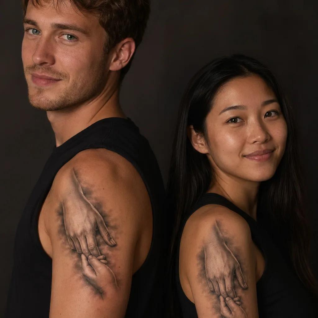 siblings-tattoo wolf and she-wolf blackwork