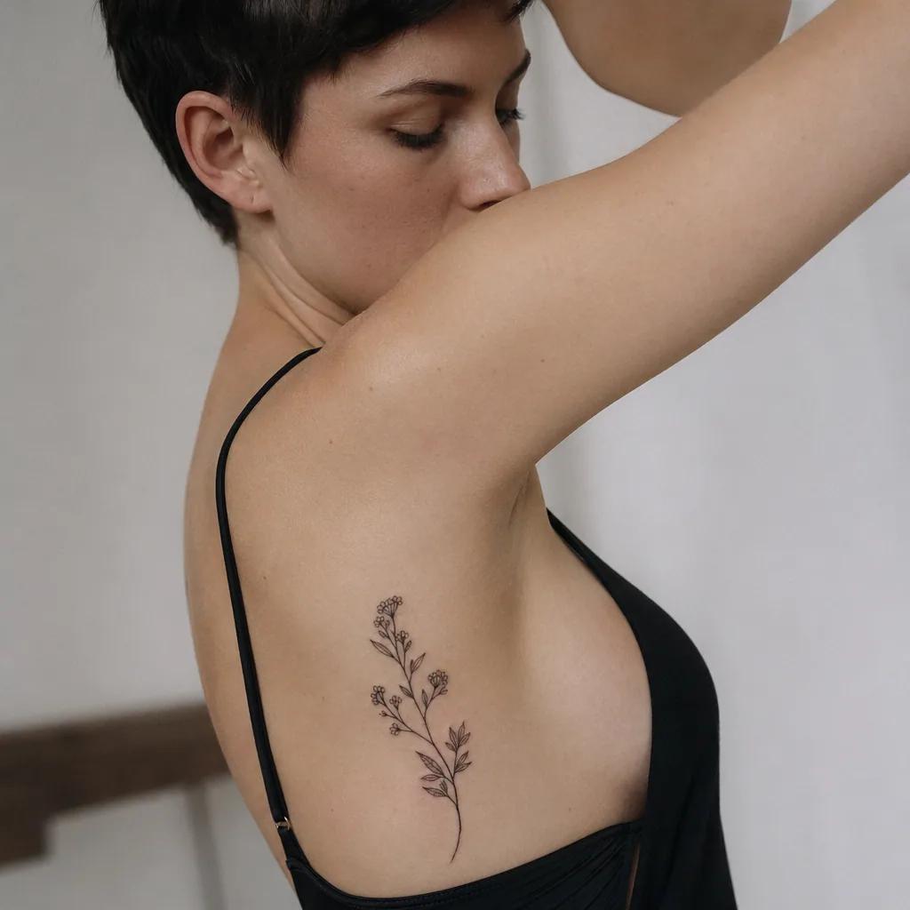 idée tatouage simple branche florale épurée