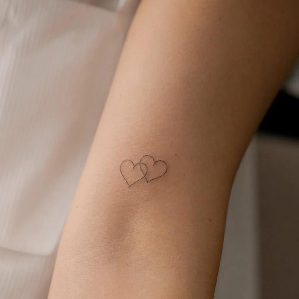 sister-tattoo minimalist sister hearts