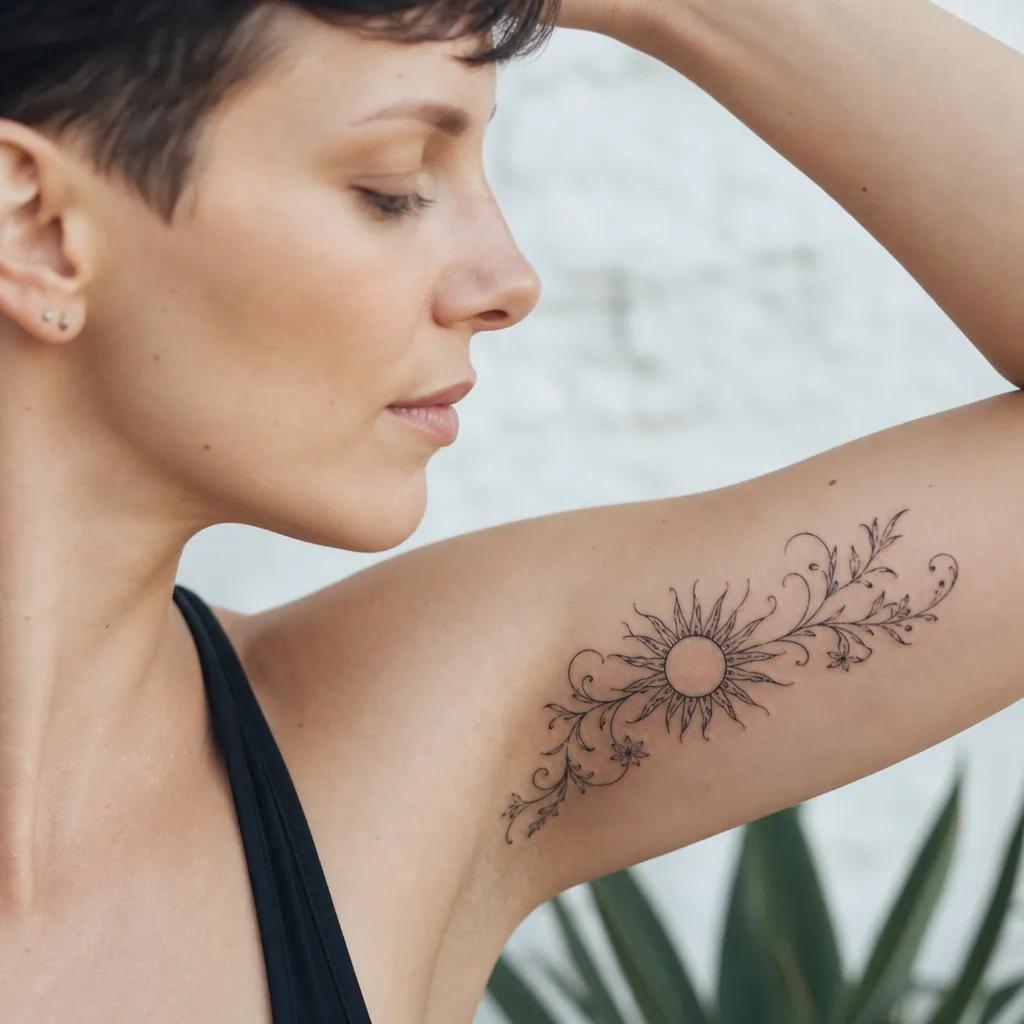 idée tatouage soleil soleil floral entrelace