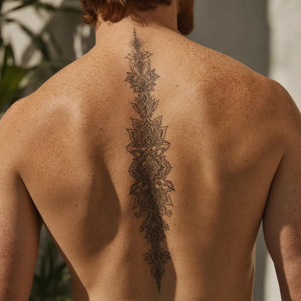 spine-tattoo delicate lace mandala