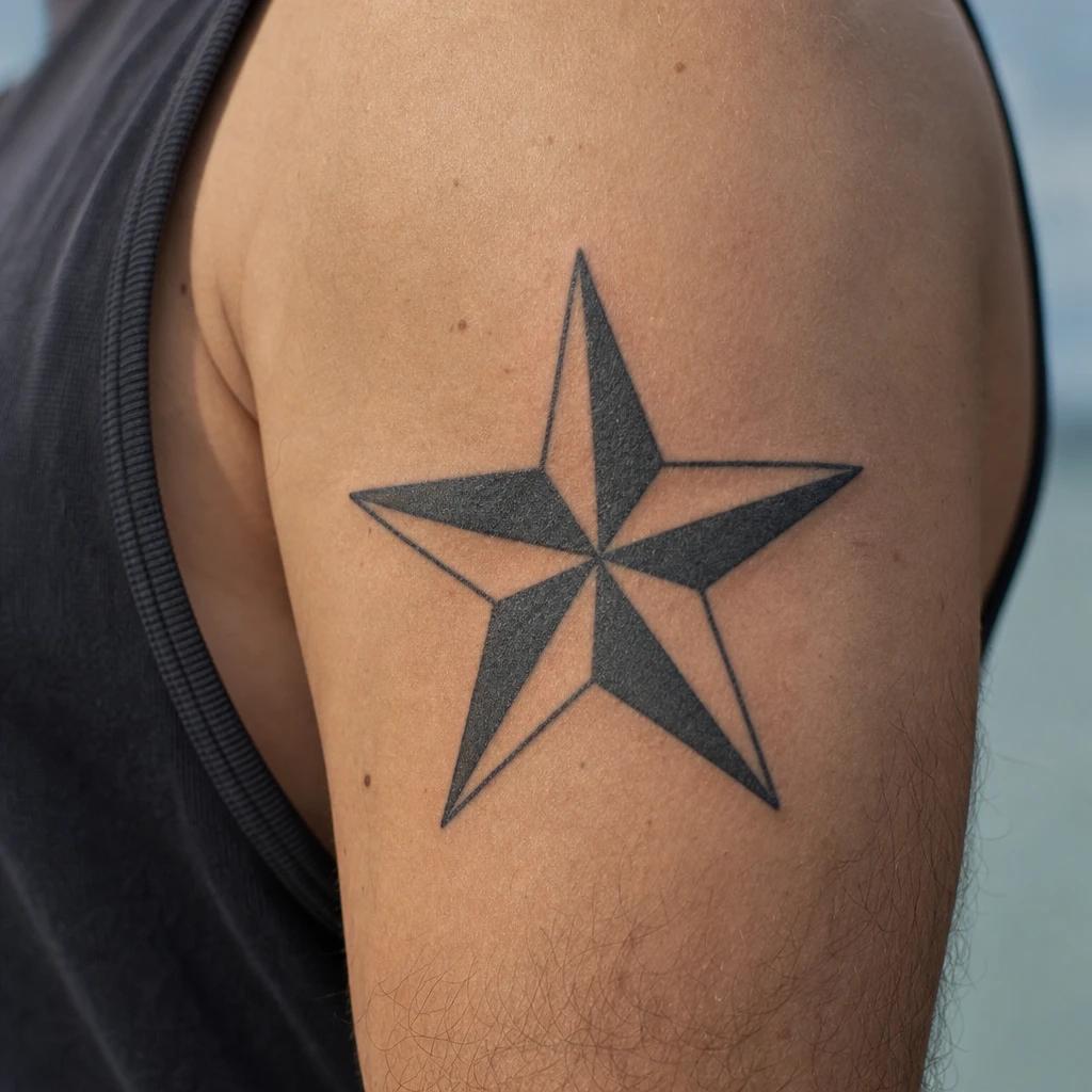 star tattoo north star (nautical), realistic photo on skin