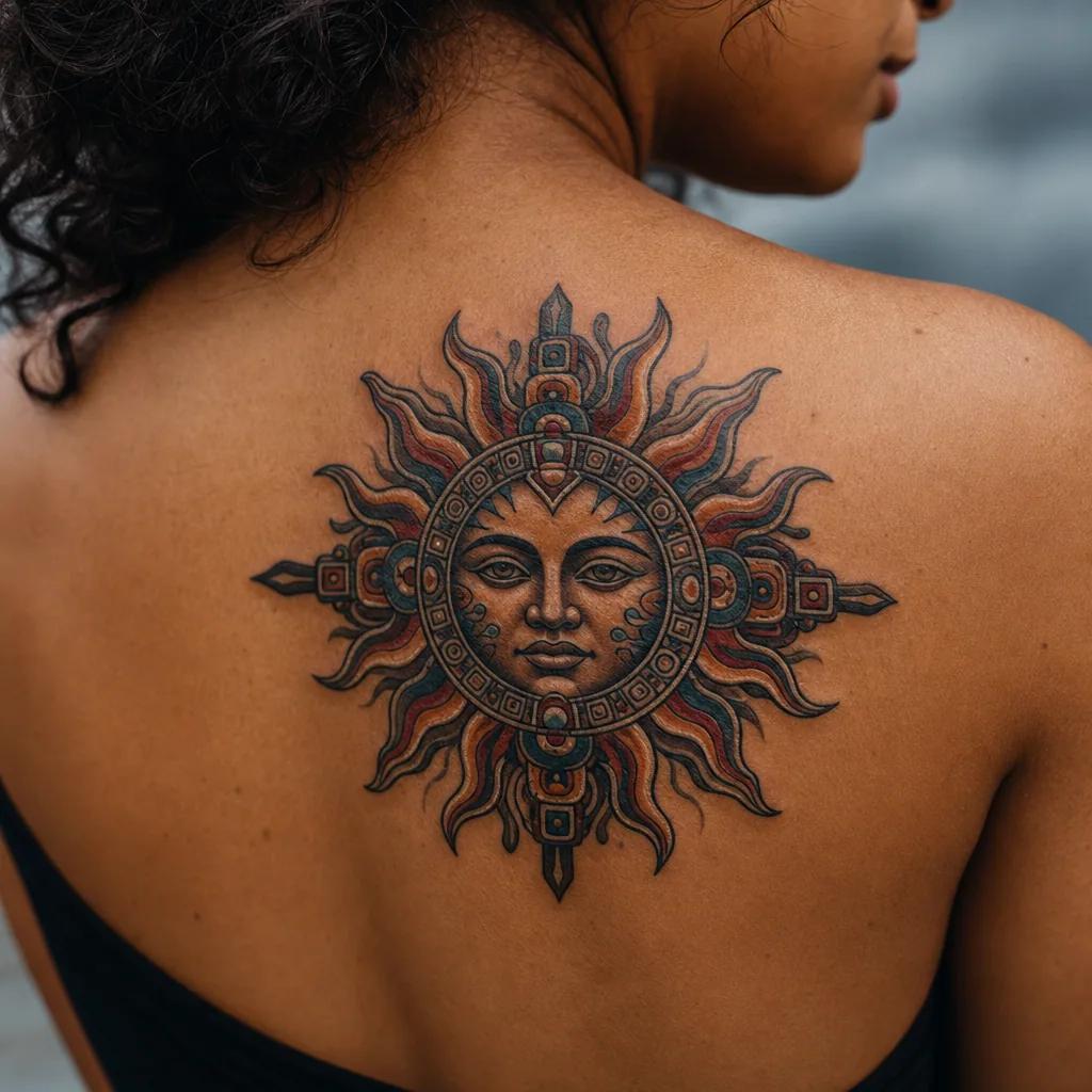 sun-tattoo aztec neo-traditional sun