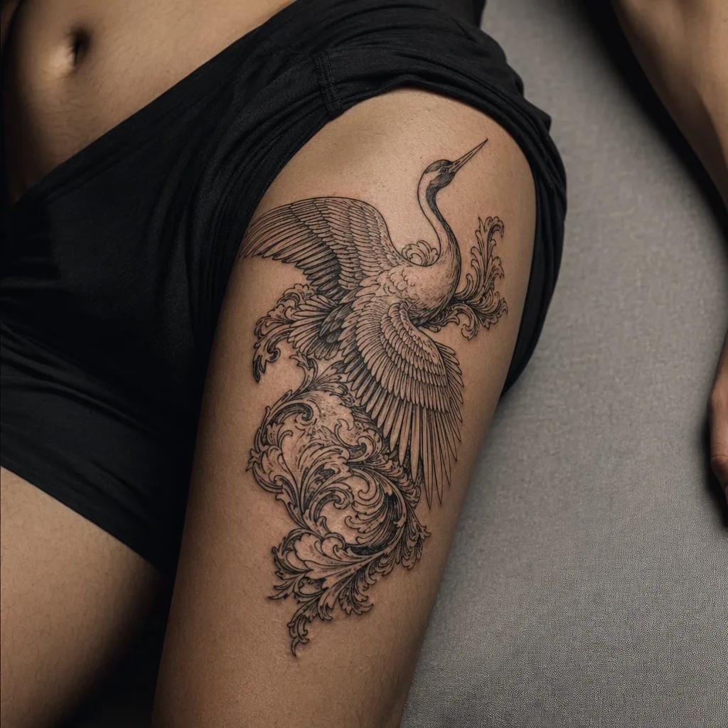 thigh-tattoo ornamental skull