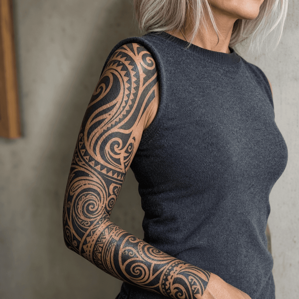 tribal-tattoo tribal sleeve composition