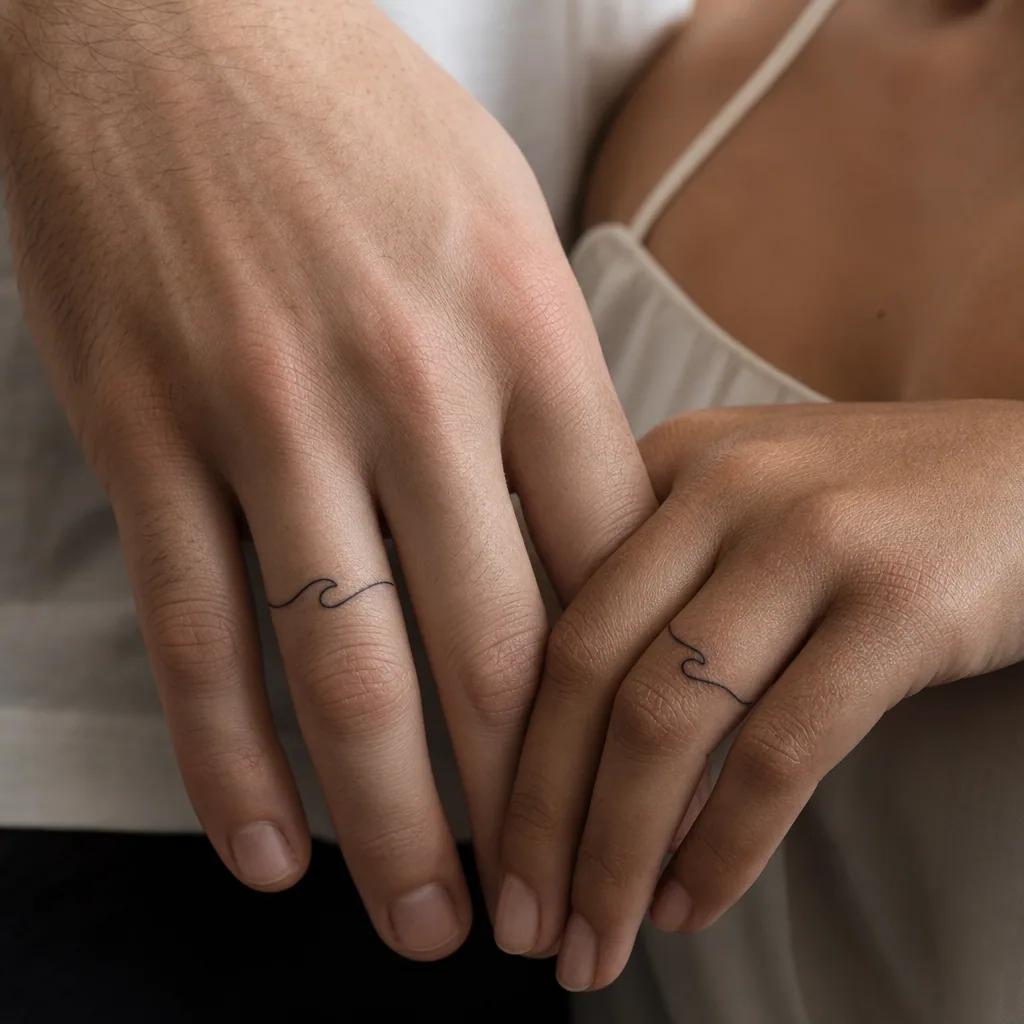 wedding-tattoo minimalist single-line wedding rings