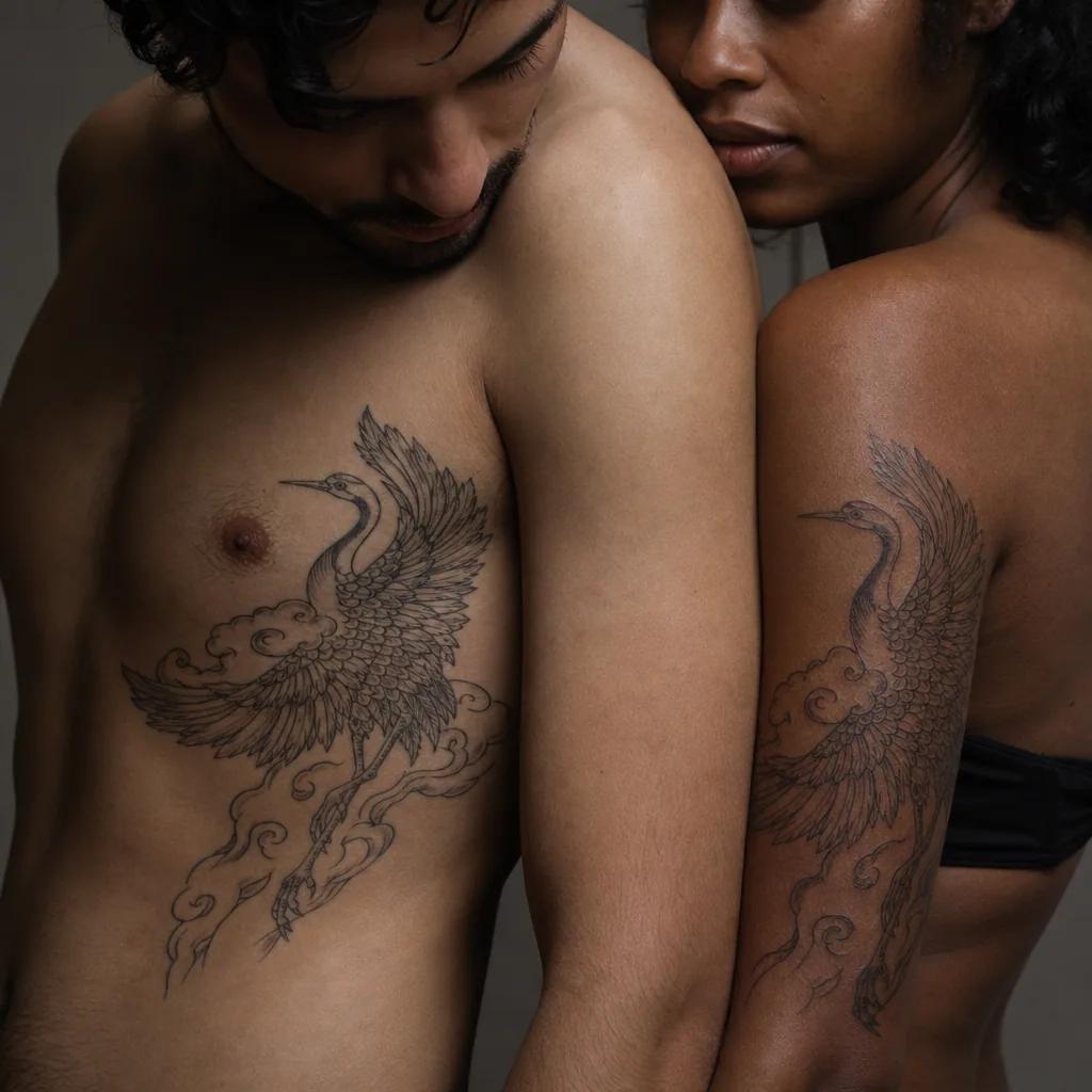 wedding-tattoo japanese wedding cranes