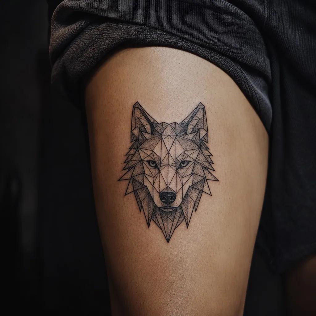 wolf-tattoo geometric faceted wolf