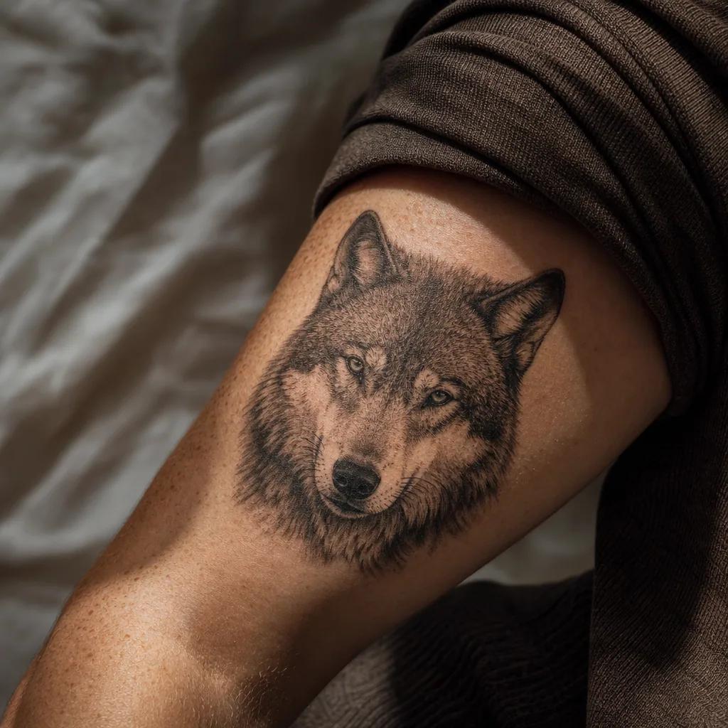 wolf-tattoo realistic wolf portrait