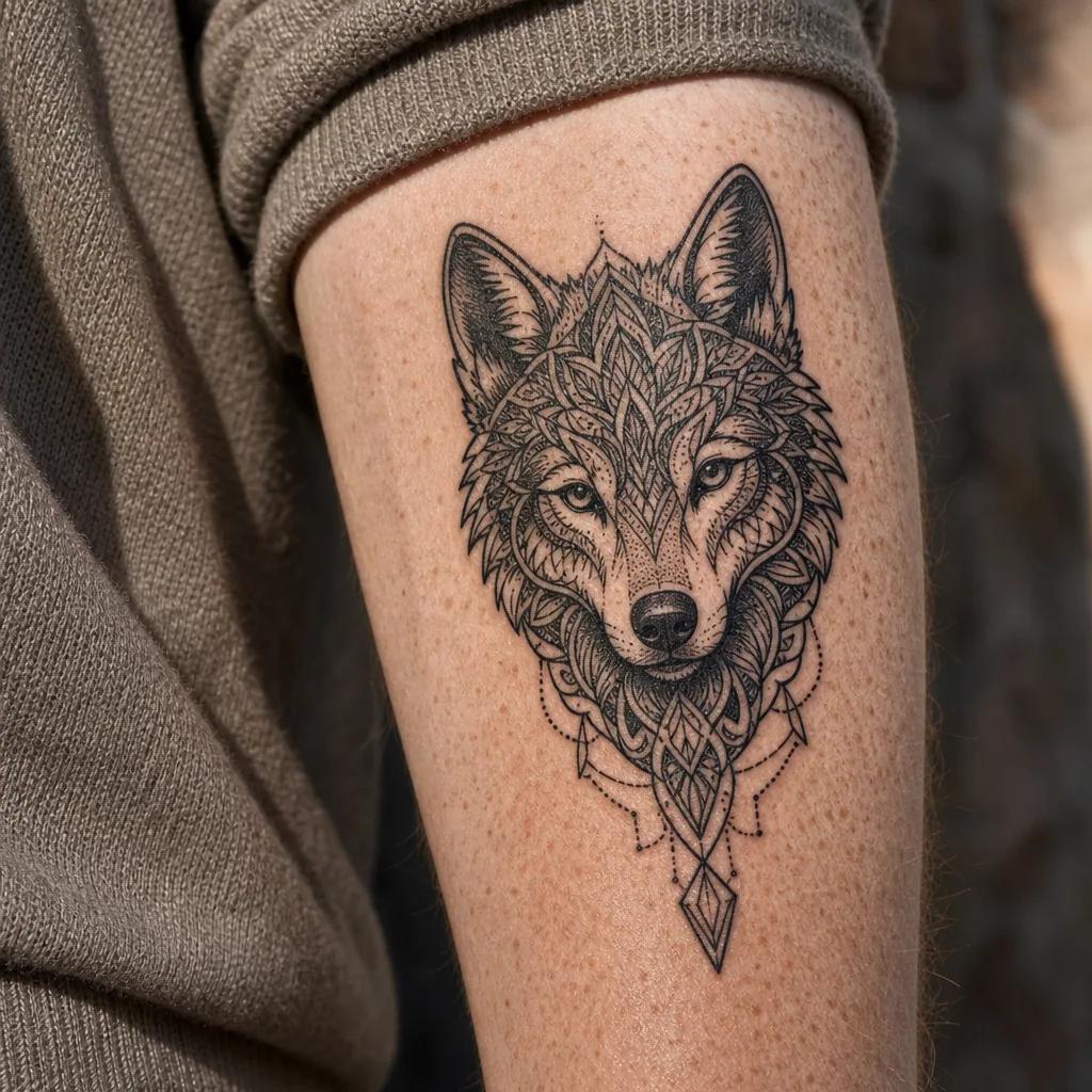 wolf-tattoo ornamental wolf mandala