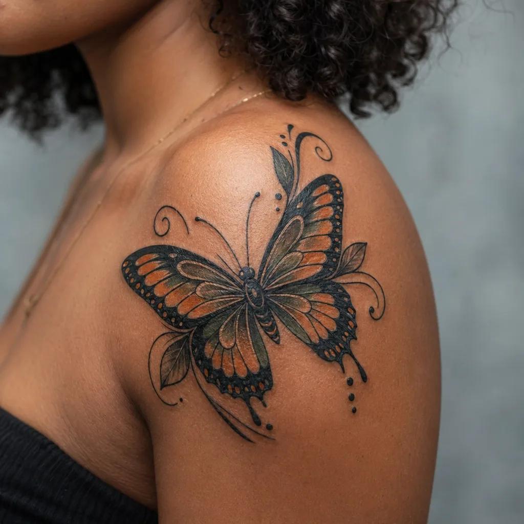 women-tattoo neo-traditional butterfly