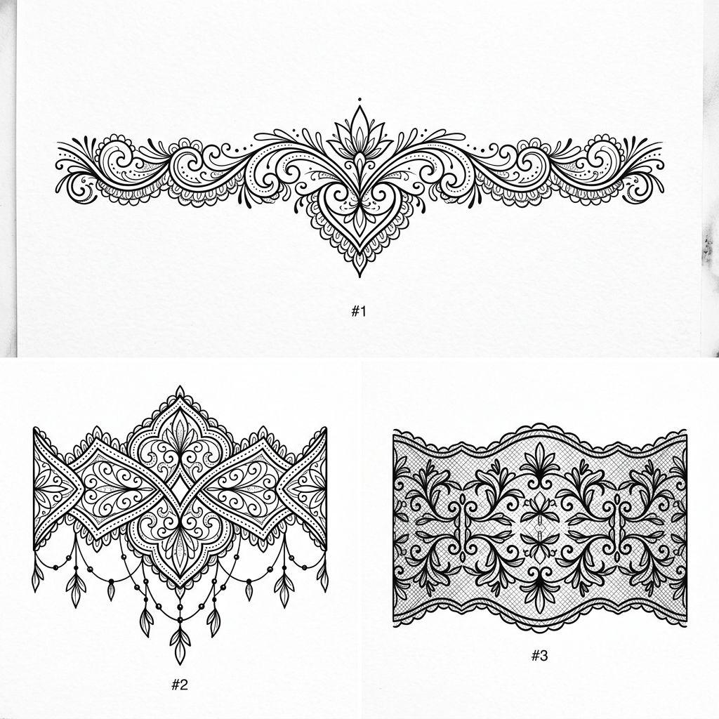 women's forearm tattoo ornamental bracelet, design on white background