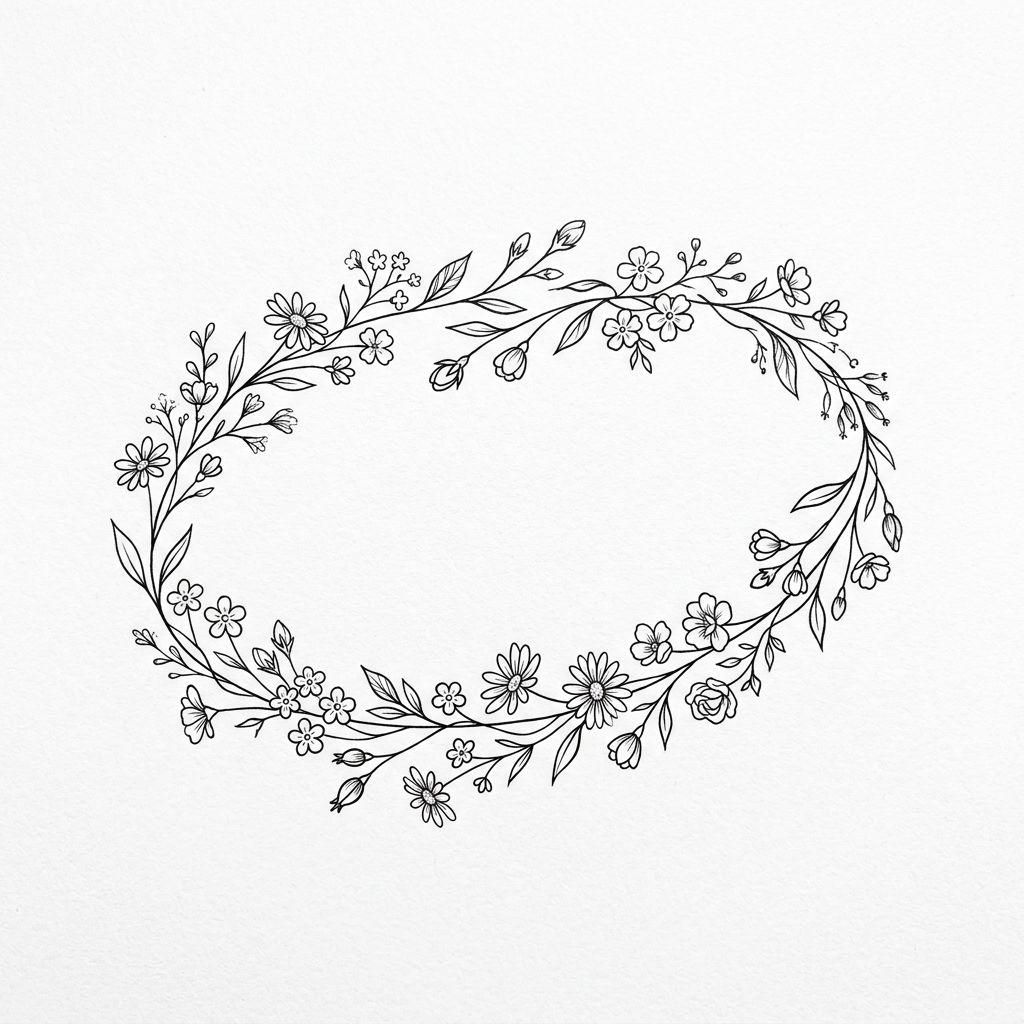 women's ankle tattoo floral ankle bracelet, design on white background