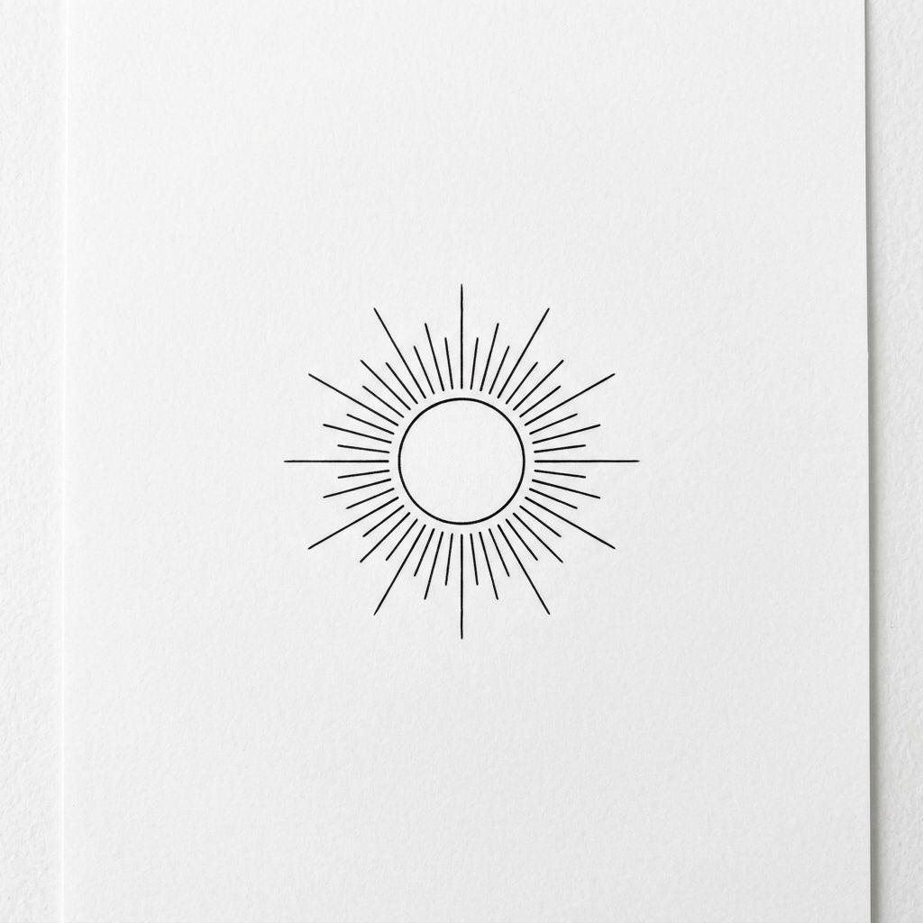 women's ankle tattoo minimalist sun, design on white background