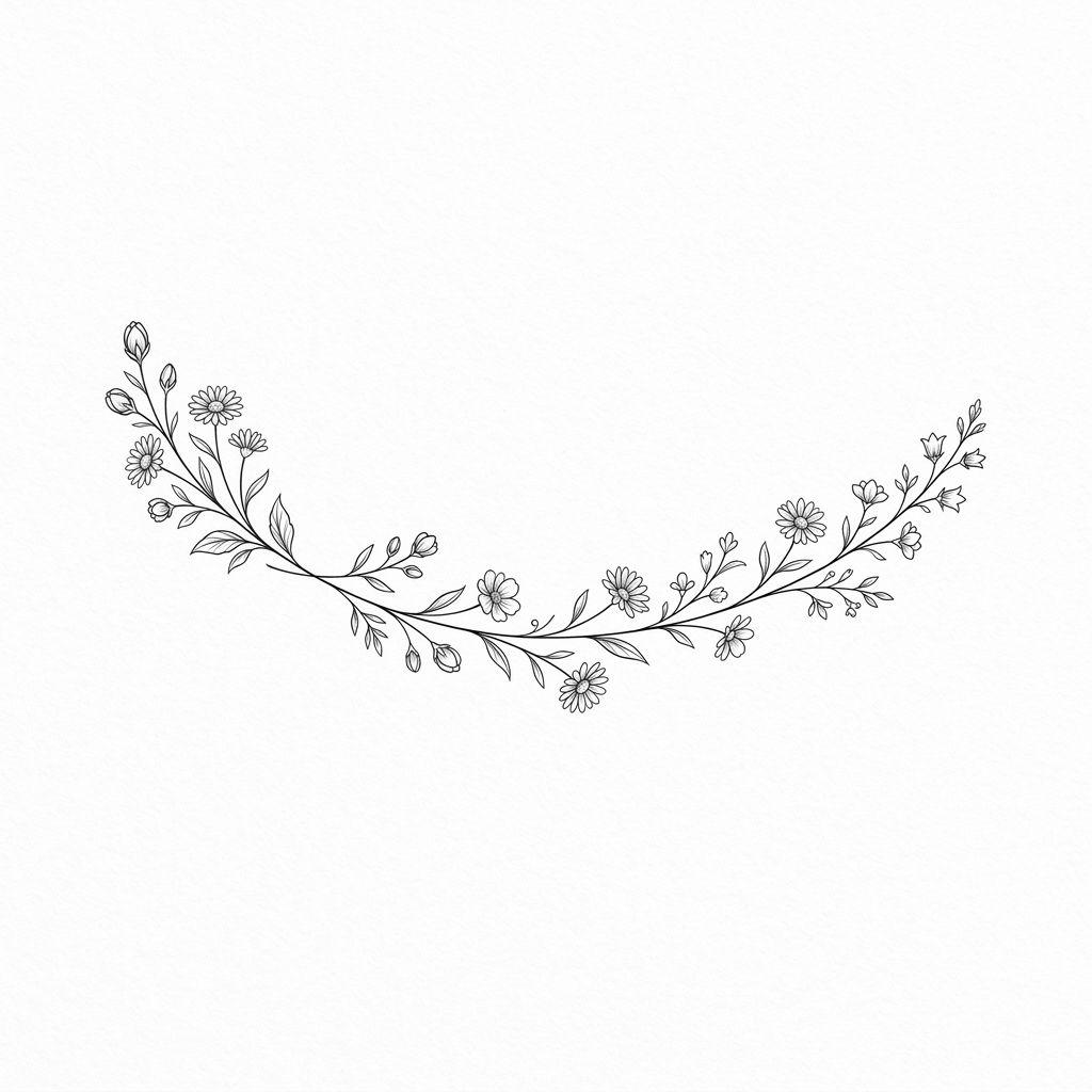 collarbone (women) tattoo flowering branch below the collarbone, design on white background