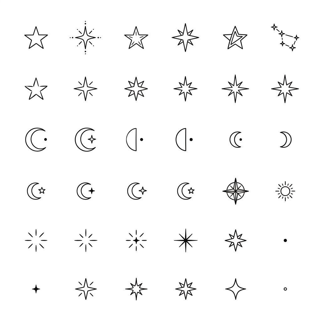 women's neck tattoo minimalist star, design on white background