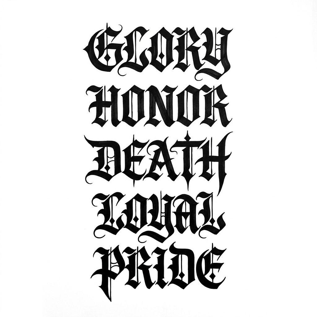 men's neck tattoo gothic lettering on the side of the neck, design on white background