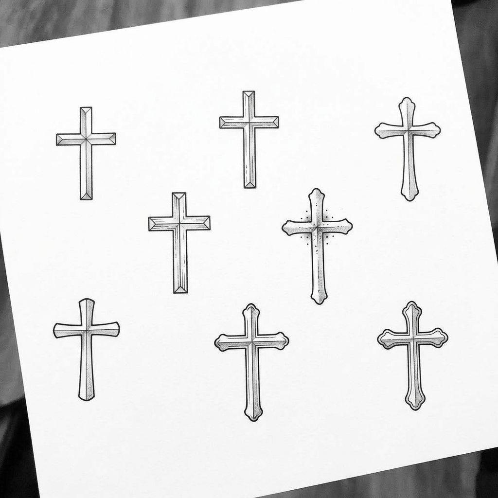 men's neck tattoo religious throat cross, design on white background