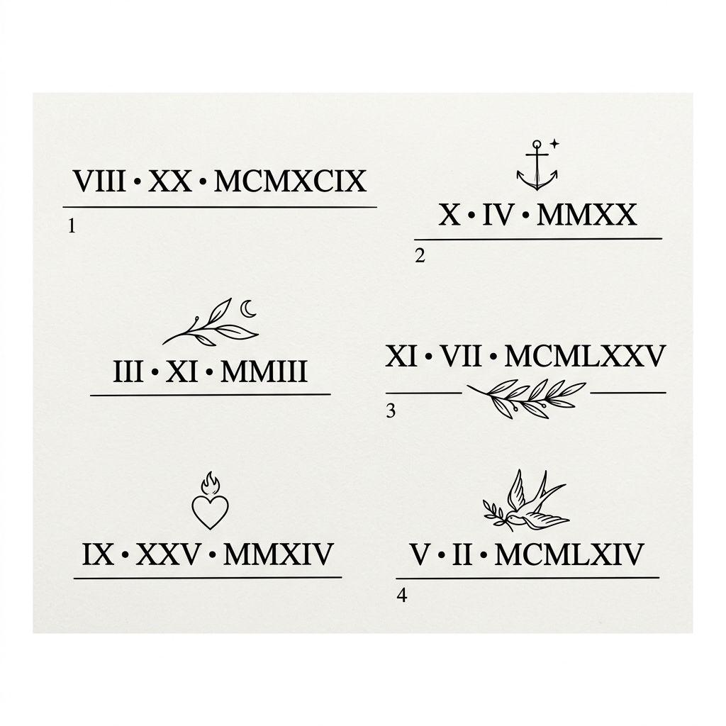 men's neck tattoo roman numerals on the nape, design on white background