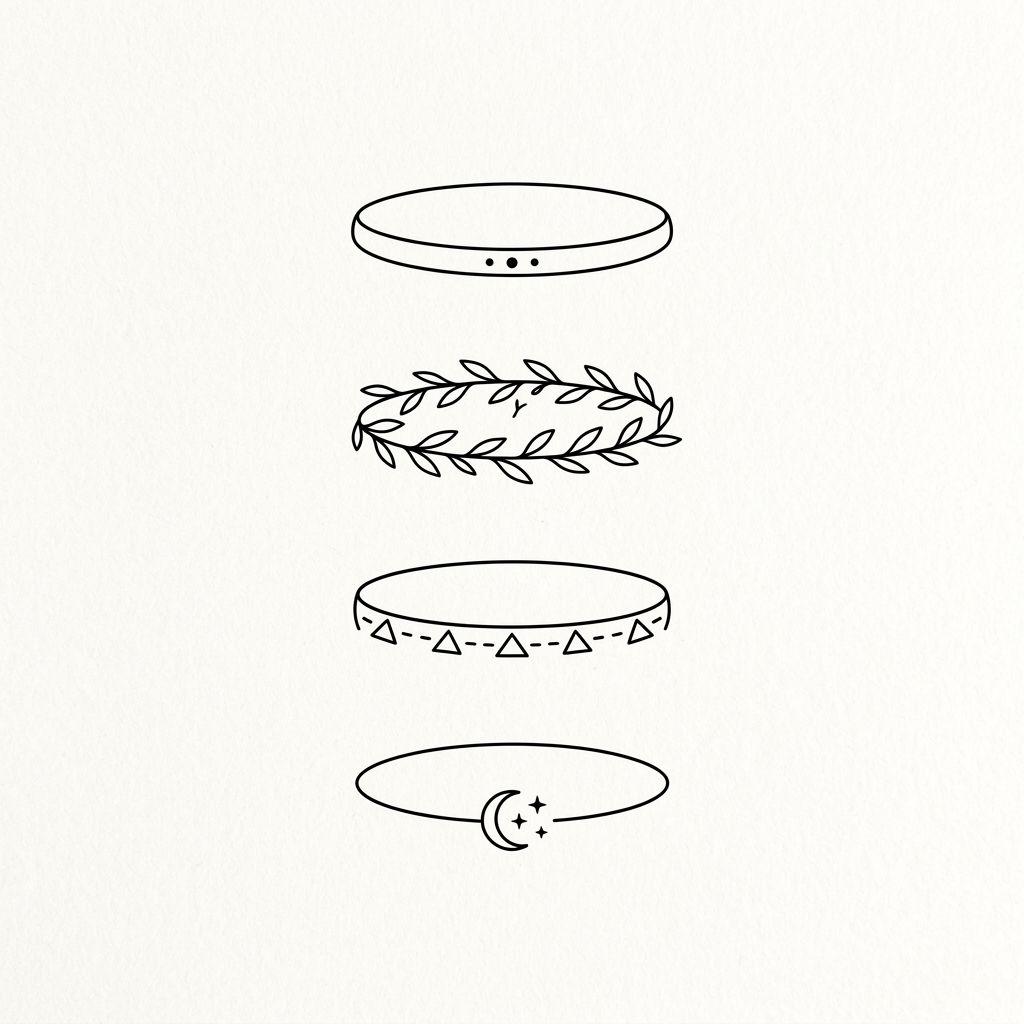 women's finger tattoo minimalist thin ring, design on white background