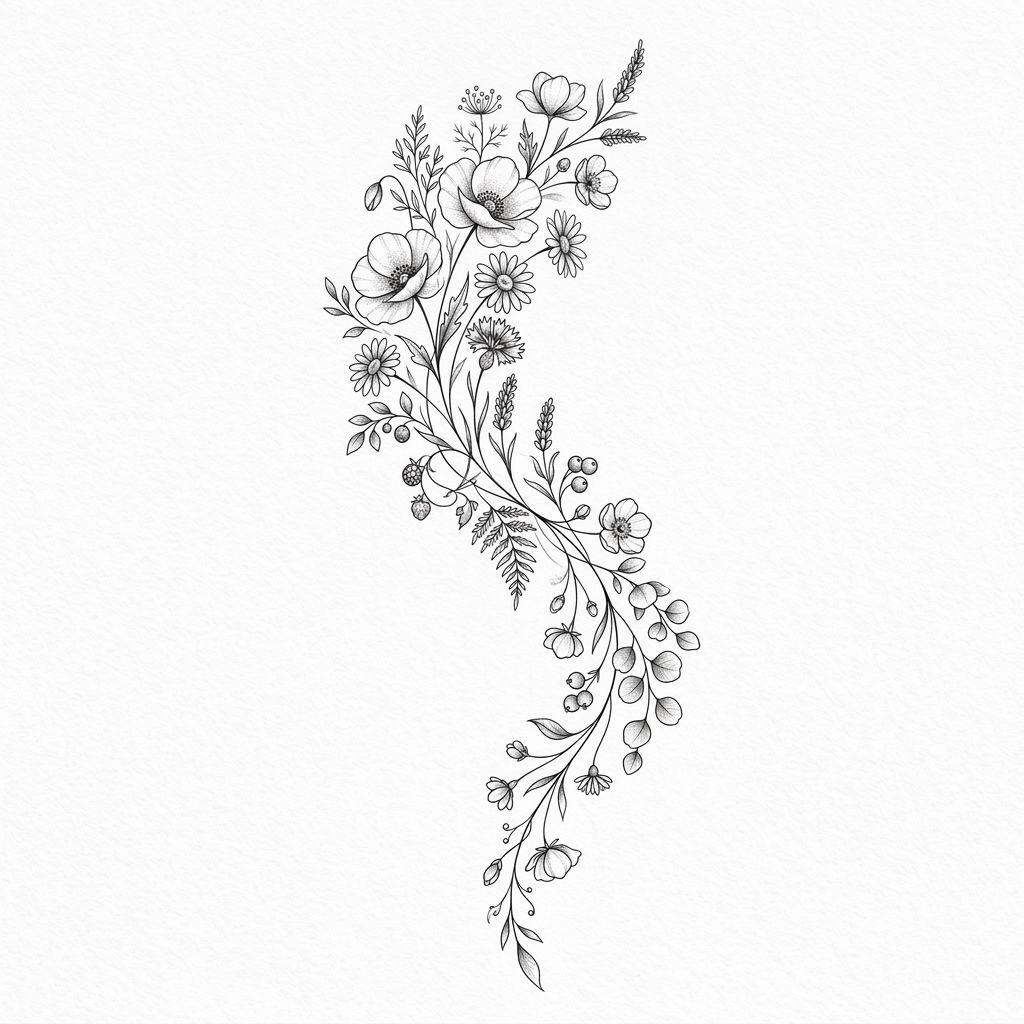 idée tatouage emplacement hanche florale