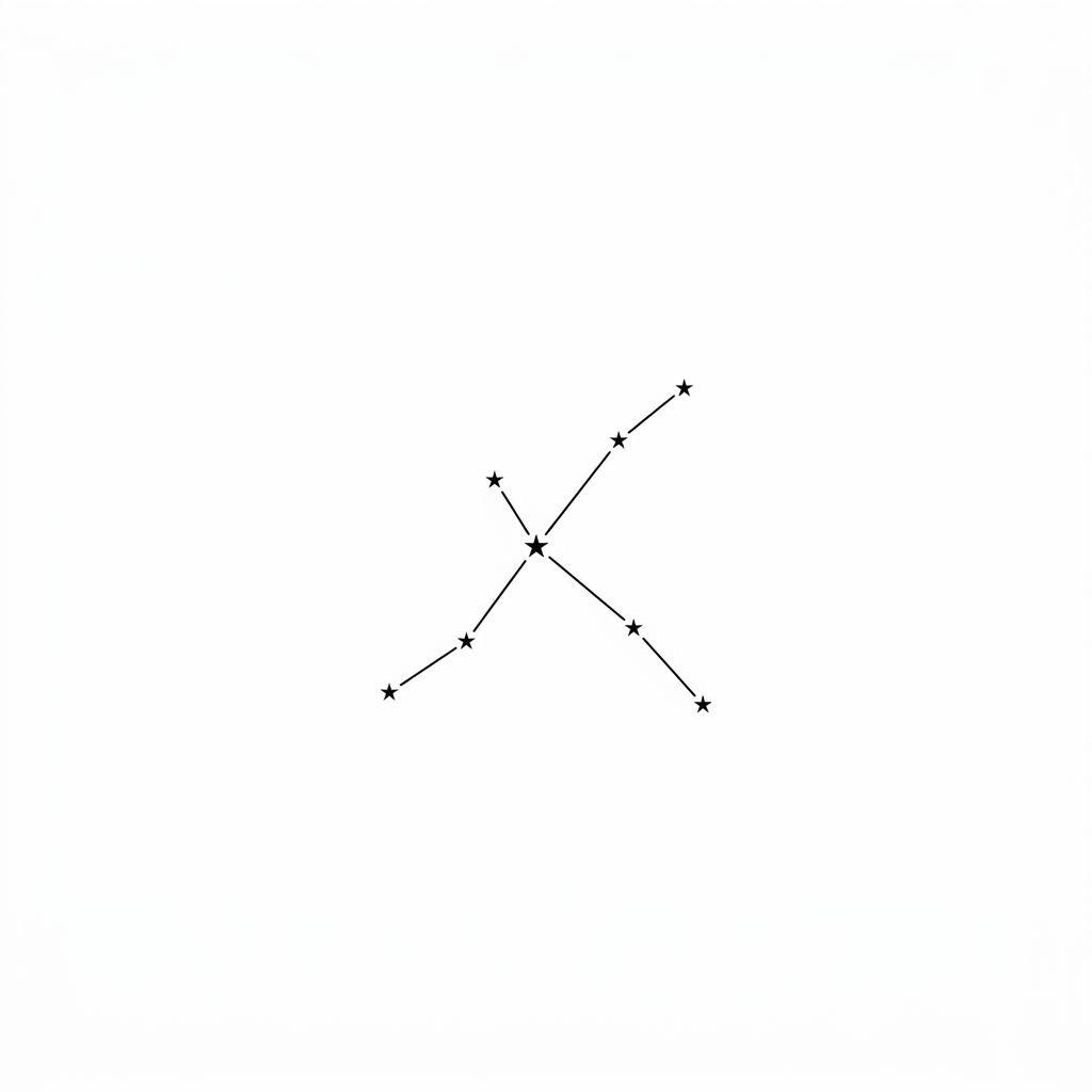 star tattoo fine line constellation, design on white background