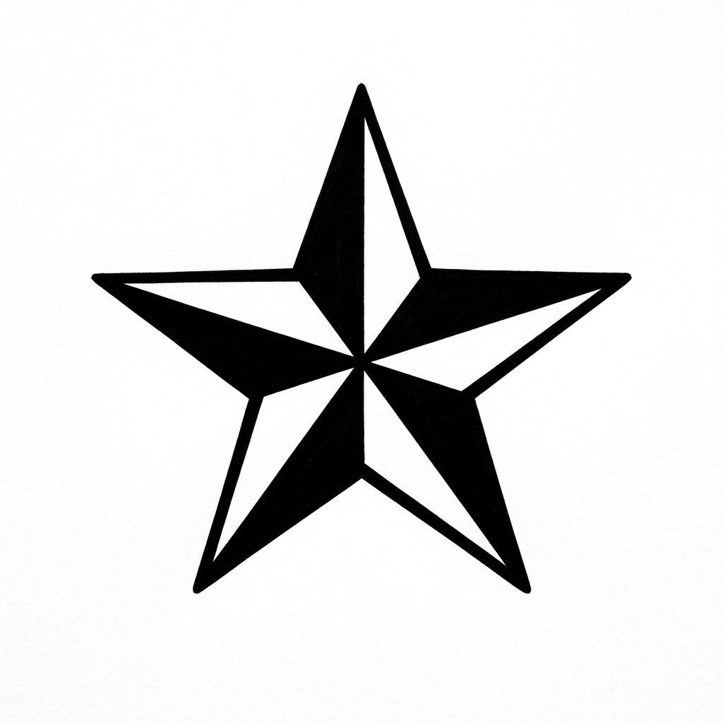 star tattoo north star (nautical), design on white background