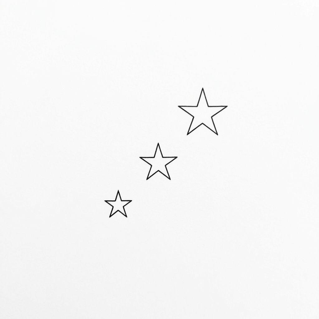 star tattoo trio of small stars, design on white background
