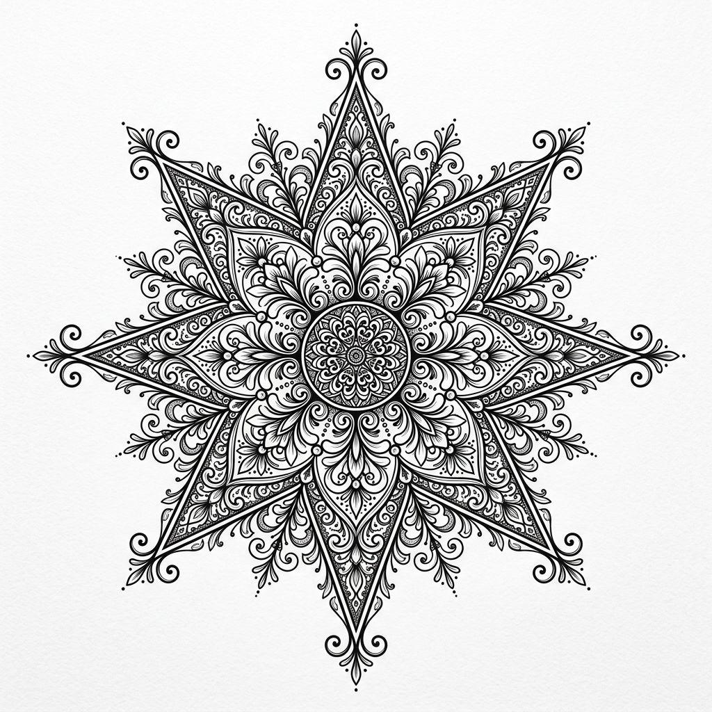 star tattoo ornamental eight-pointed star, design on white background