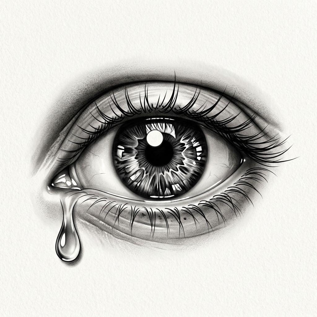 eye tattoo realistic black and grey eye, design on white background
